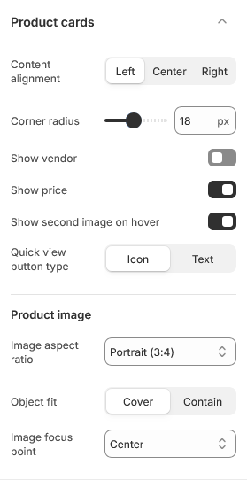 Product cards