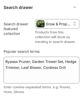 Search drawer